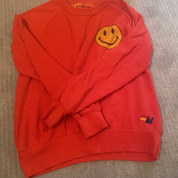Red Smiley Face Red Aviator Nation Crewneck *NOT SOLD ON THE WEBSITE ANYMORE* - Picture 2 of 4